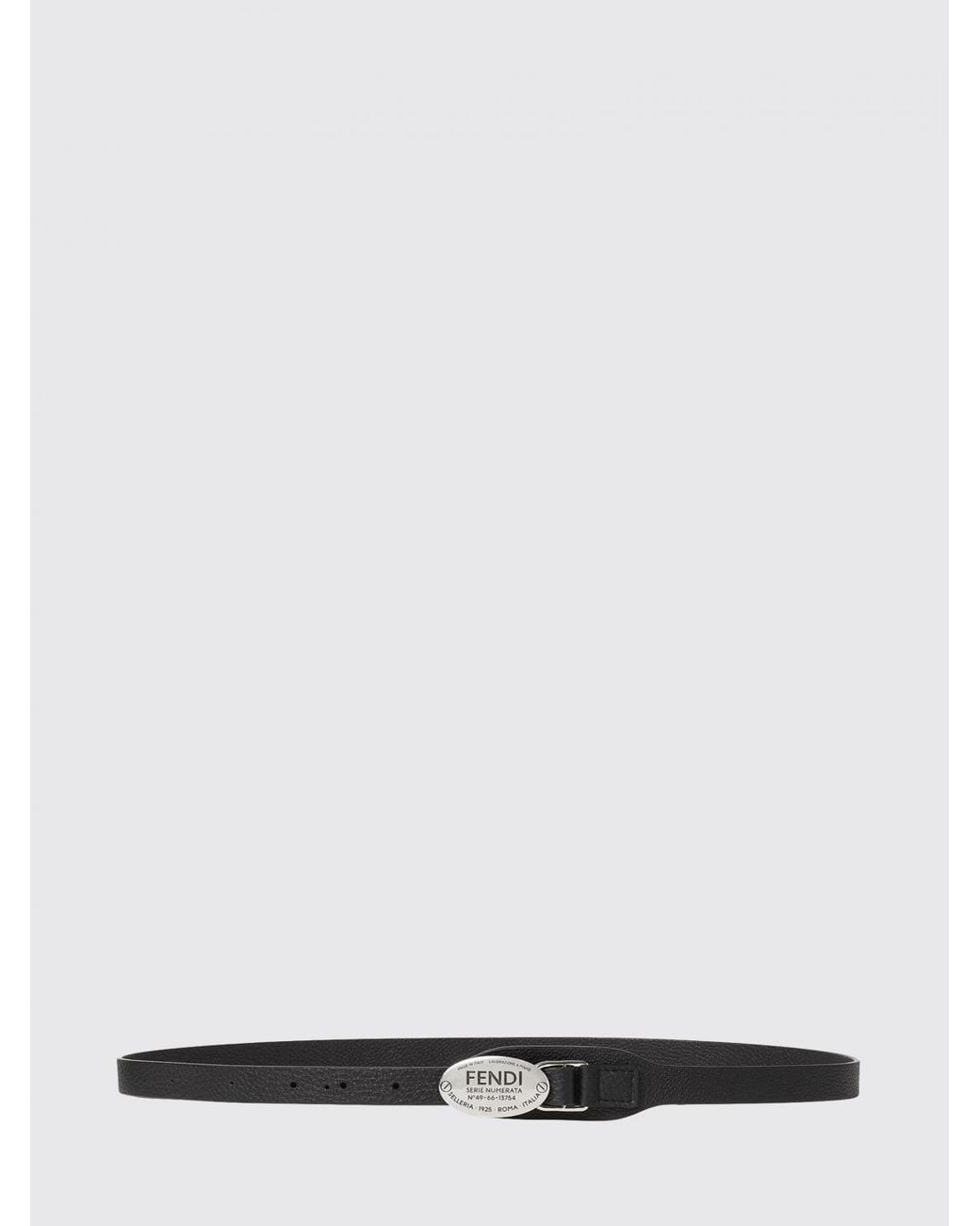 Fendi White Selleria Hammered Leather Belt With Logo Buckle for men
