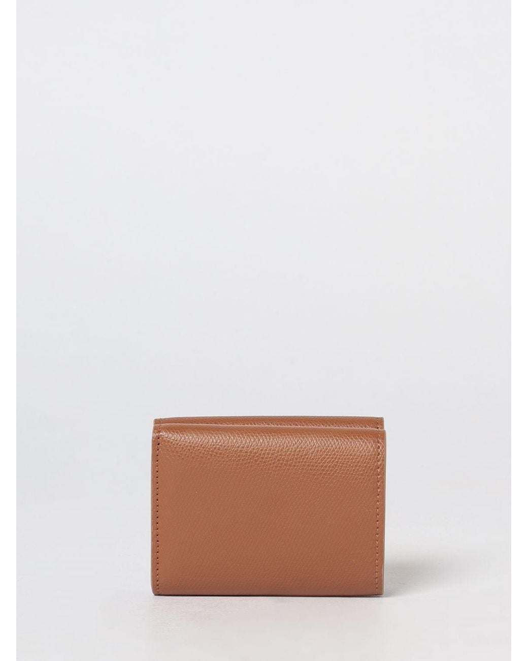 Fendi Natural Ff Diamonds Grained Leather Tri-Fold Wallet With Monogram