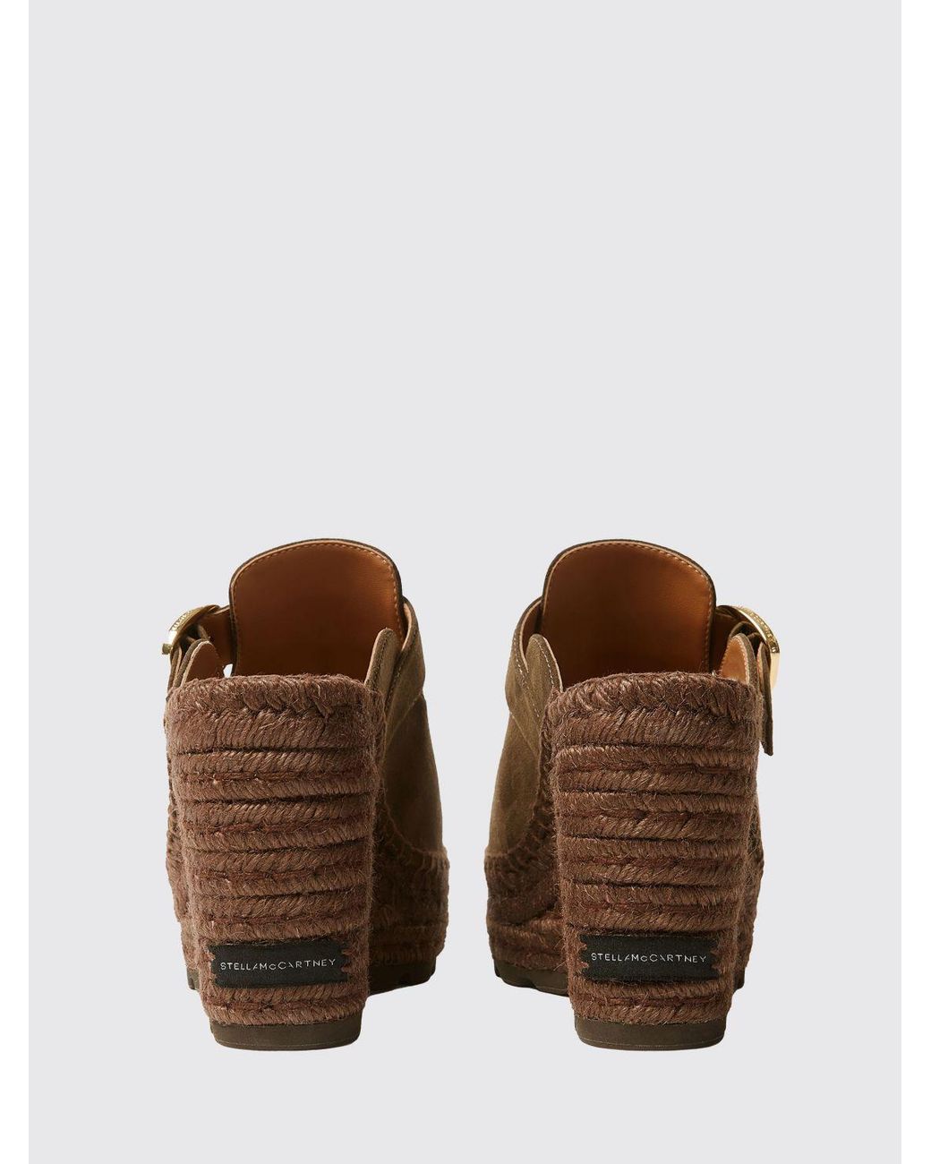 Stella McCartney Brown Synthetic Suede Wedge Mules