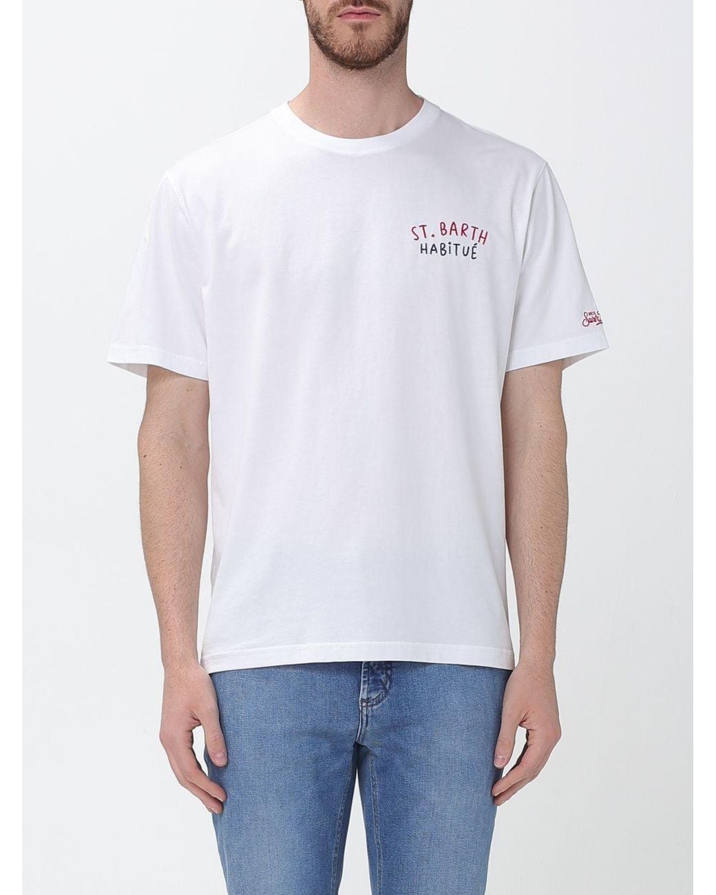 Mc2 Saint Barth White Printed Cotton T-Shirt for men