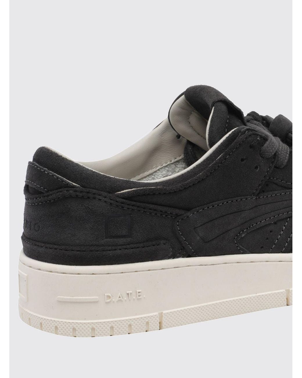Date Black Suede Low-Top Trainers With A Perforated Toe And Printed Logo for men