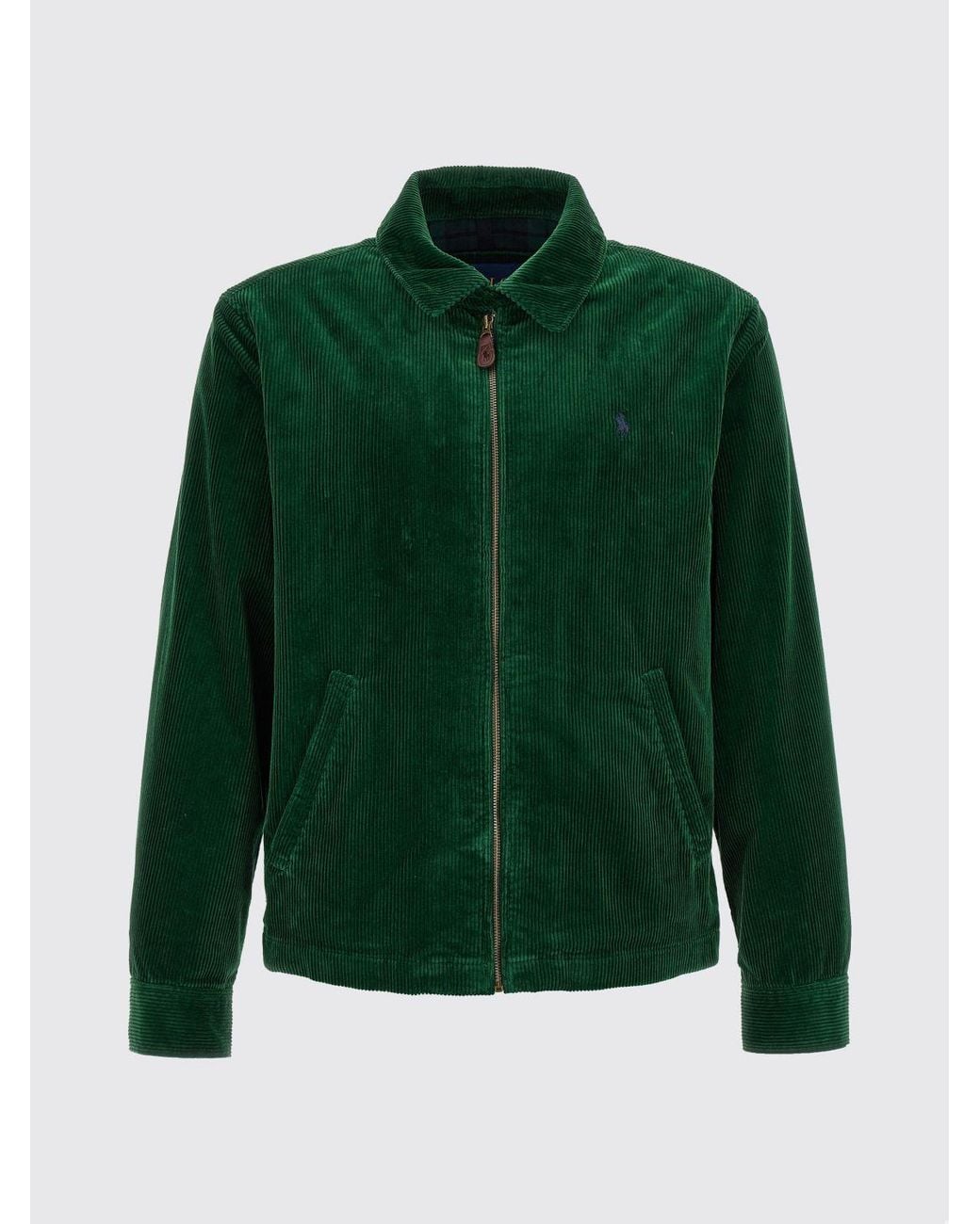 Polo Ralph Lauren Green Wynton Velvet Shirt Jacket With Embroidered Logo for men
