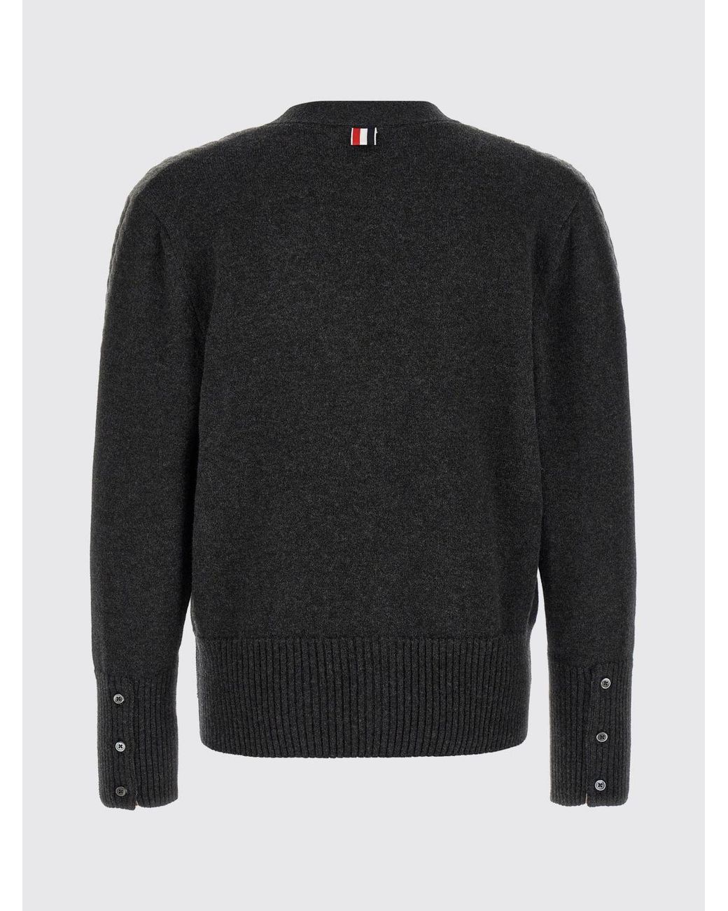 Thom Browne Gray 4-Bar V-Neck Virgin Wool Cardigan for men
