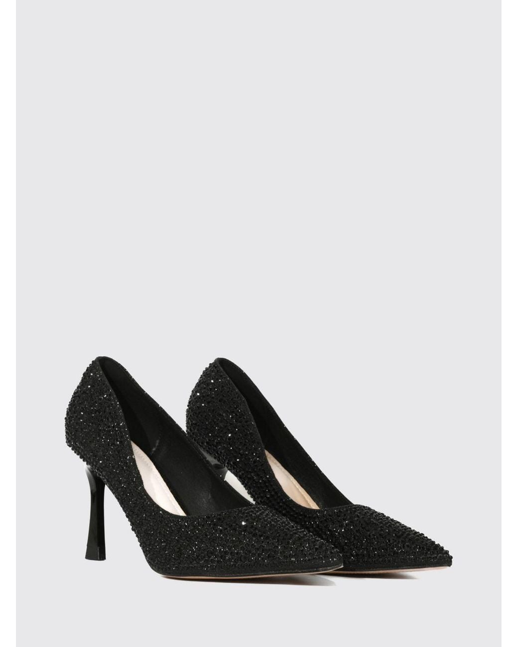 Twentyfourhaitch Black Crystal-Covered Polyester Pumps