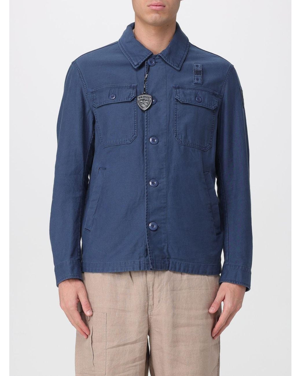 Blauer Blue Cotton Shirt Jacket for men