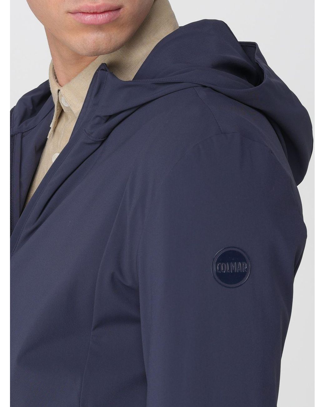 Colmar Blue Stretch Microfiber Jersey Hooded Jacket for men