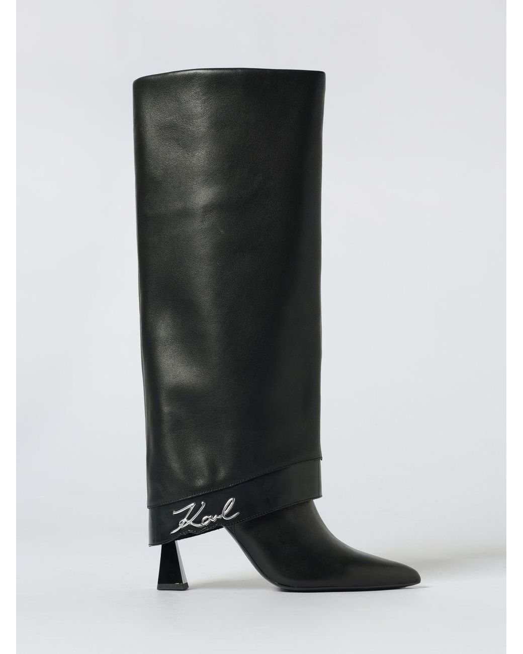 Karl Lagerfeld Black Kalosh Leather Boots