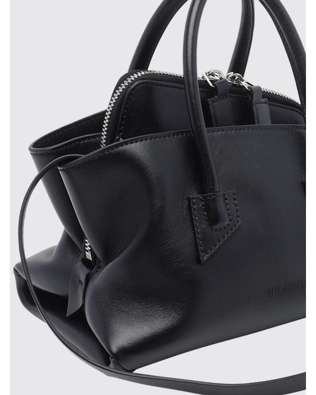 The Attico Black La Passeggiata Asymmetrical Smooth Calfskin Mini Handbag