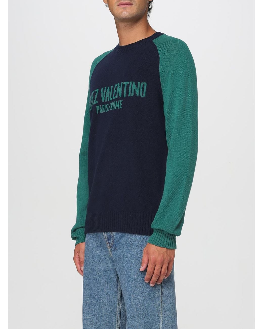 Valentino Blue Jacquard Chez Sweater for men