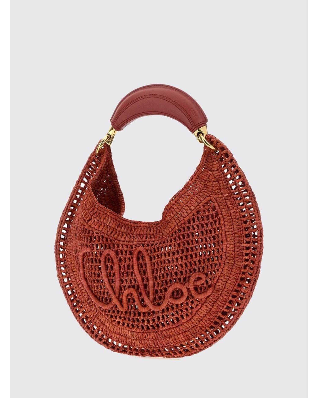 Chloé Chlo&Eacute Summer Banana Crochet Raffia Tote Bag With Embroidered Logo