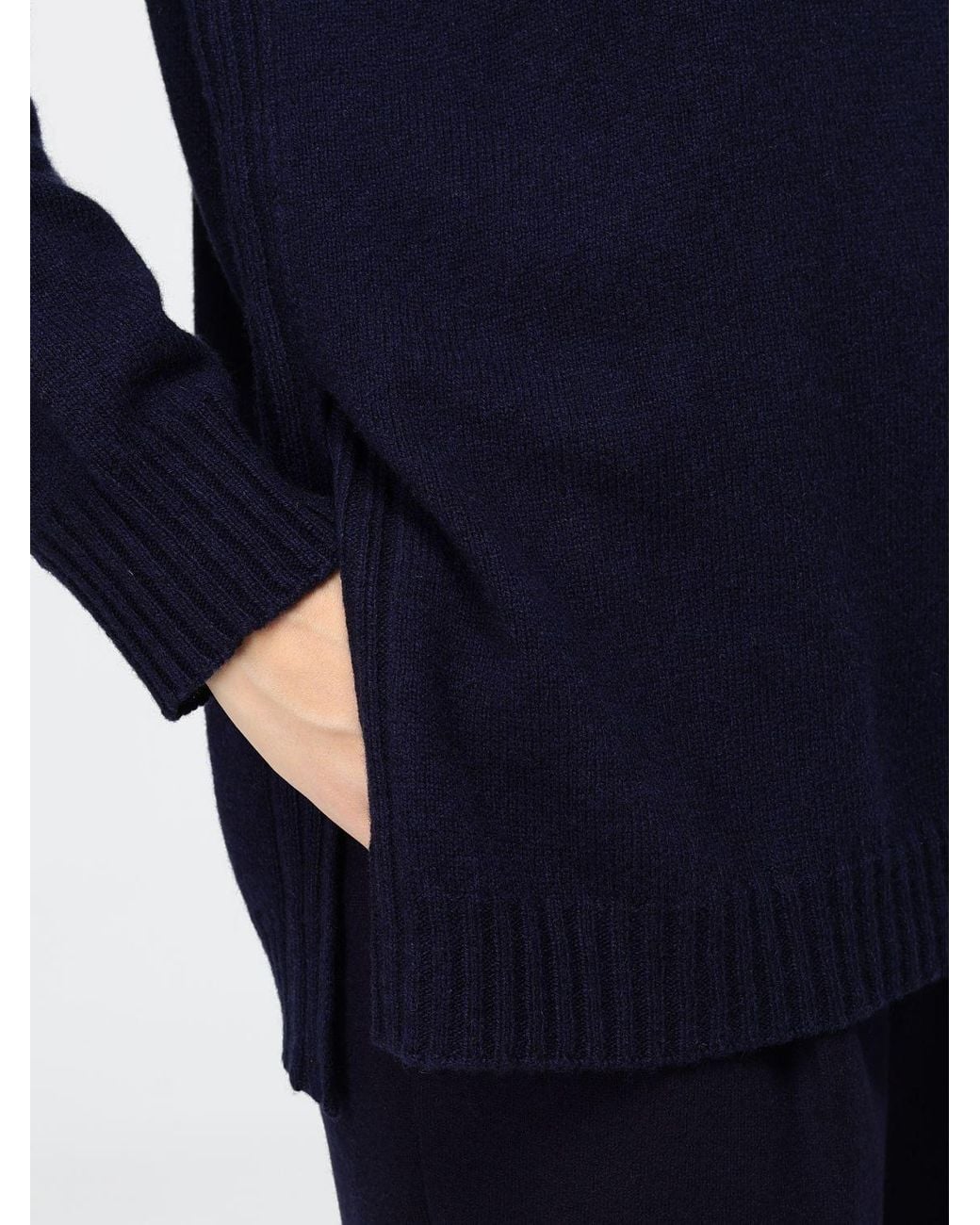 Kangra Blue Wool Turtleneck With Long Sleeves And Ribbed Trims