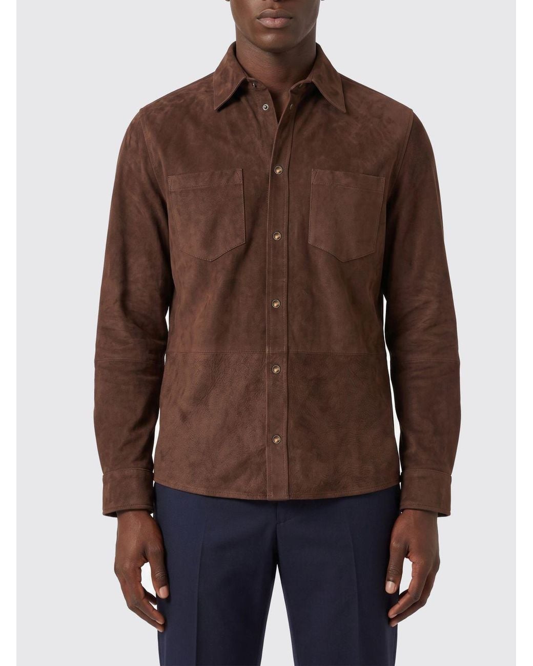 Brunello Cucinelli Brown Suede Shirt for men