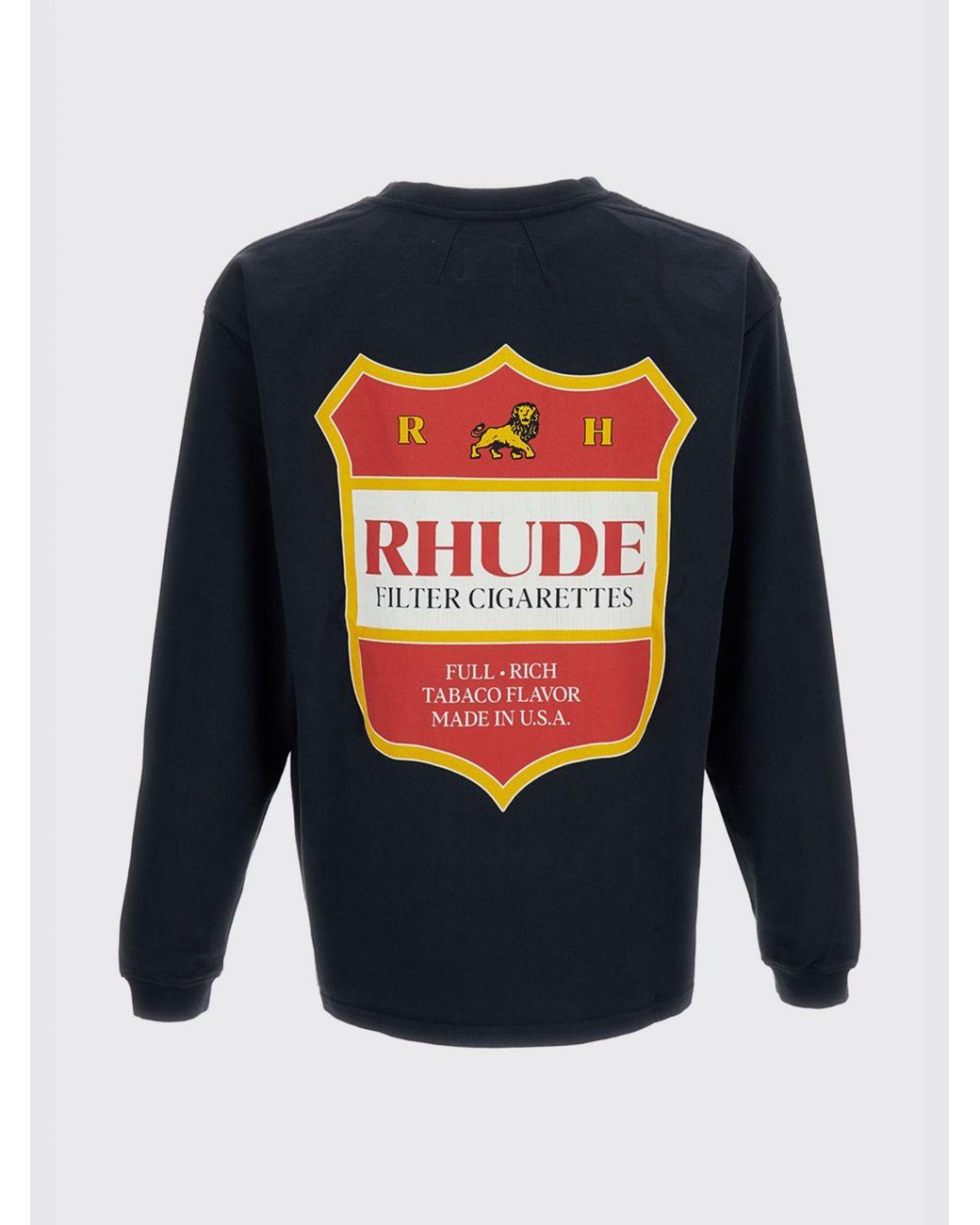 Rhude Blue Crewneck Cotton Logo Print Jumper With Dropped Shoulders for men