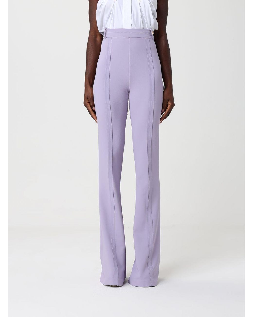 Elisabetta Franchi Purple Crepe Trousers