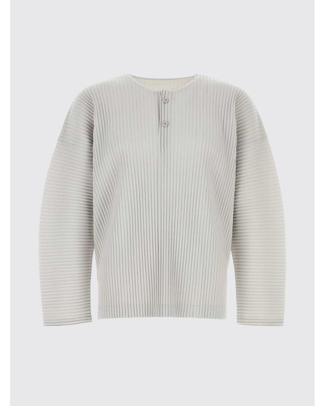 Homme Plissé Issey Miyake Gray Homme Plissé Issey Miyake Pleated Crewneck Long-Sleeve Top for men