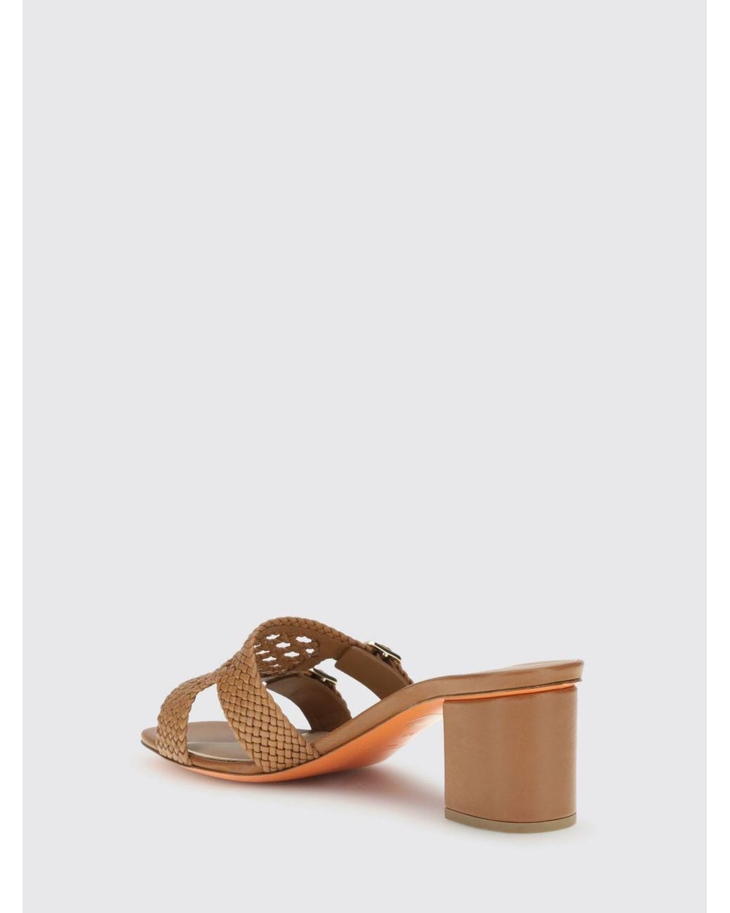 Santoni Brown Woven Leather Mules