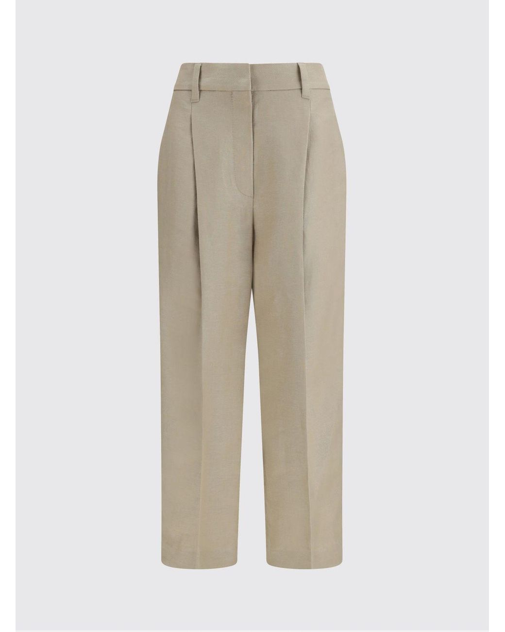 Brunello Cucinelli Natural Linen Palazzo Trousers