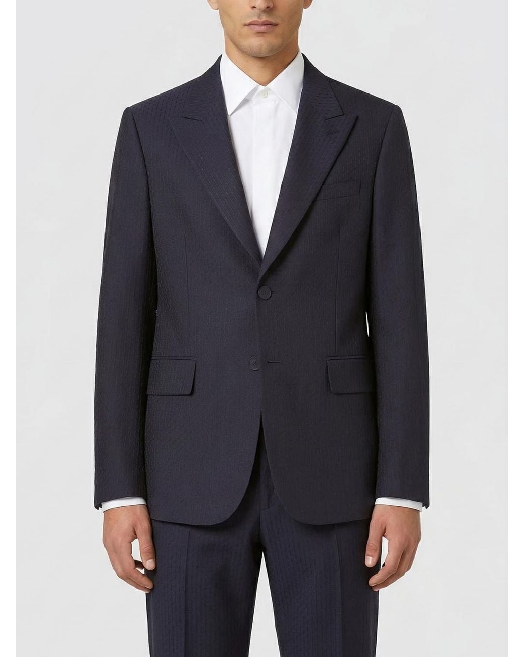 Fendi Blue Single-Breasted Wool And Cotton Blazer for men