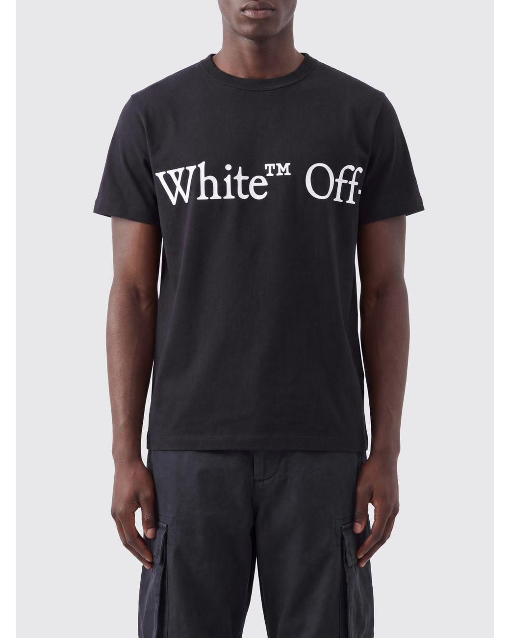 Off-White c/o Virgil Abloh Black Cotton T-Shirt With Contrasting Logo Print for men