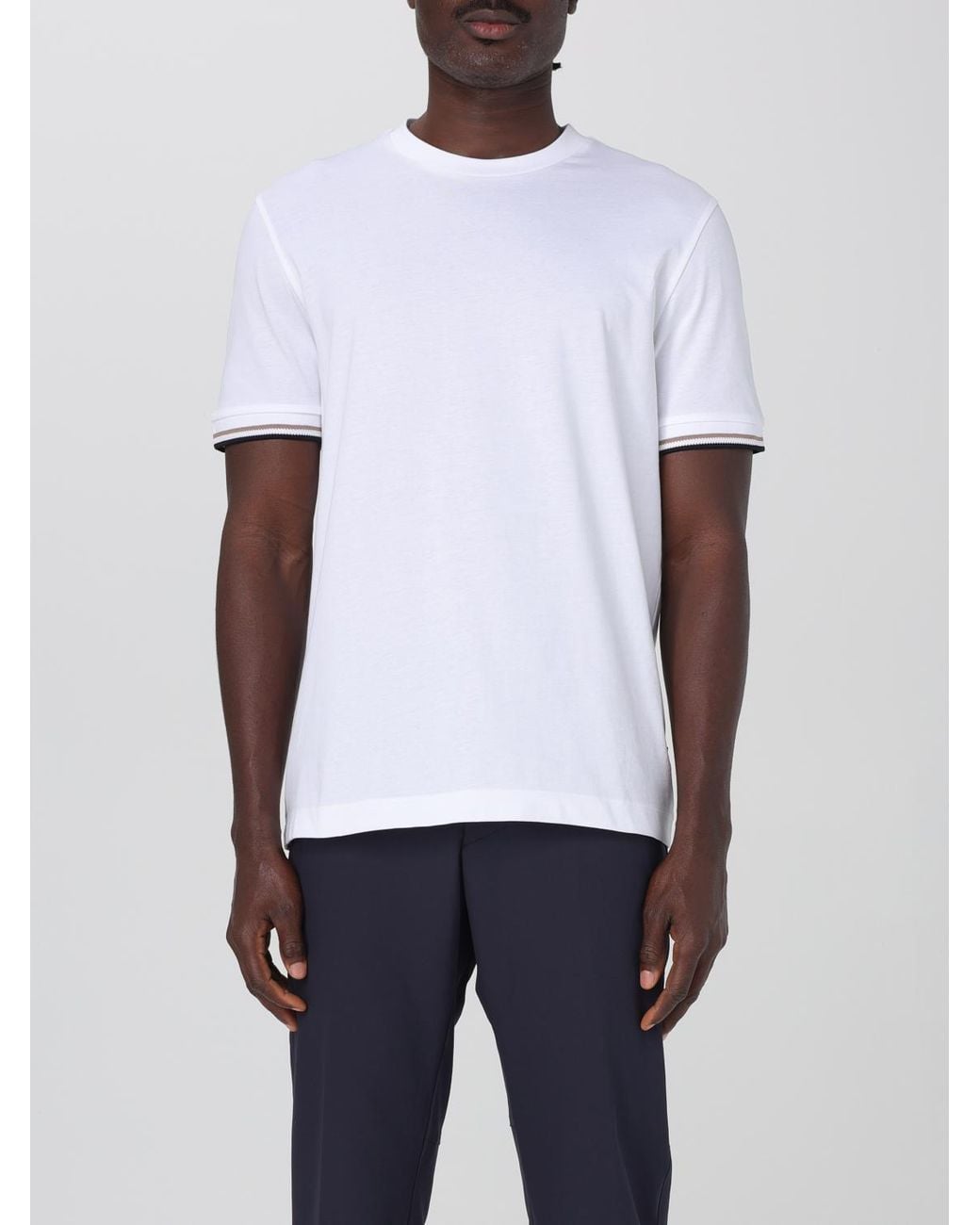 T-Shirt Basic A Girocollo di Boss in White da Uomo