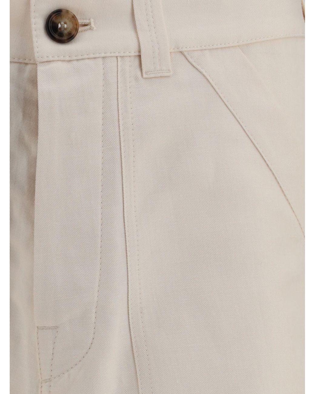 Brunello Cucinelli Natural Linen And Cotton Trousers for men