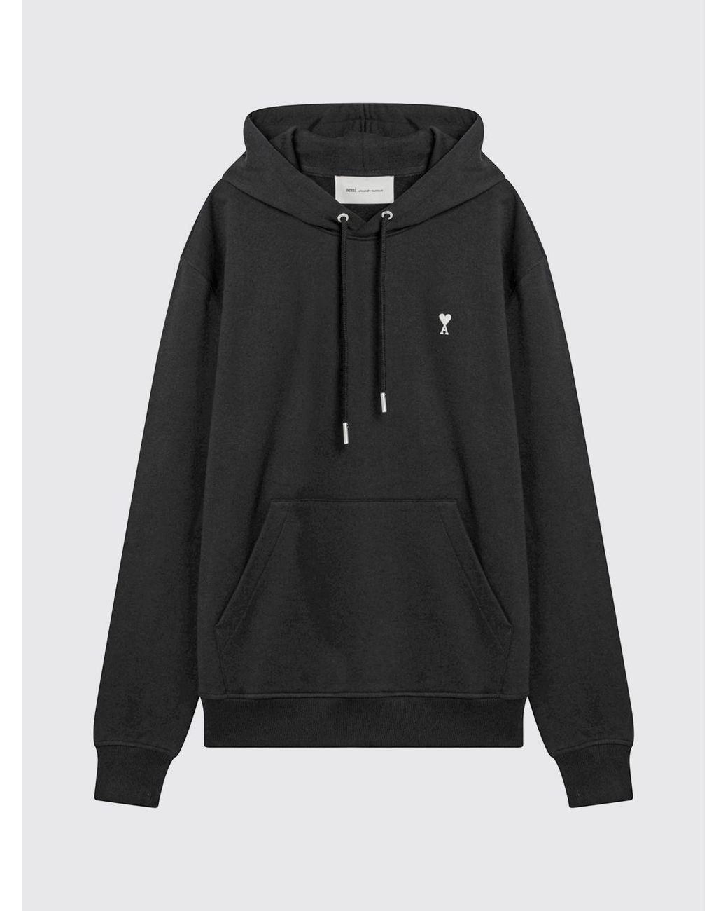 AMI Blue Cotton Hoodie With Logo for men