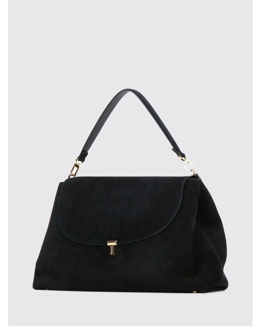 Totême  Black T-Lock Leather Shoulder Bag With Detachable Handle