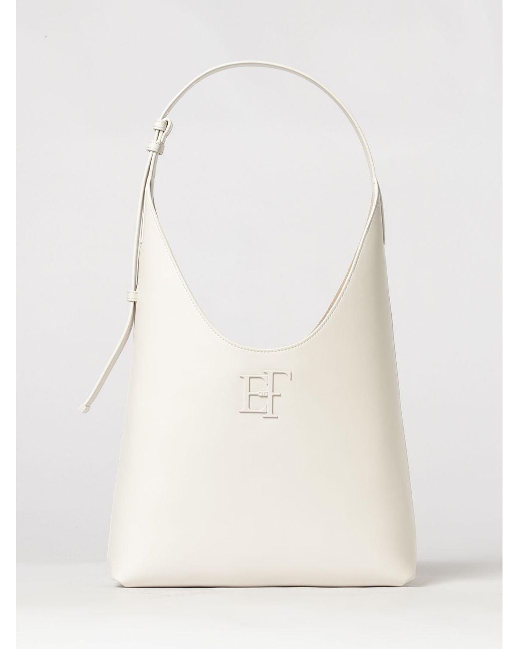 Elisabetta Franchi Natural Flared Shoulder Bag With A Removable Internal Pouch
