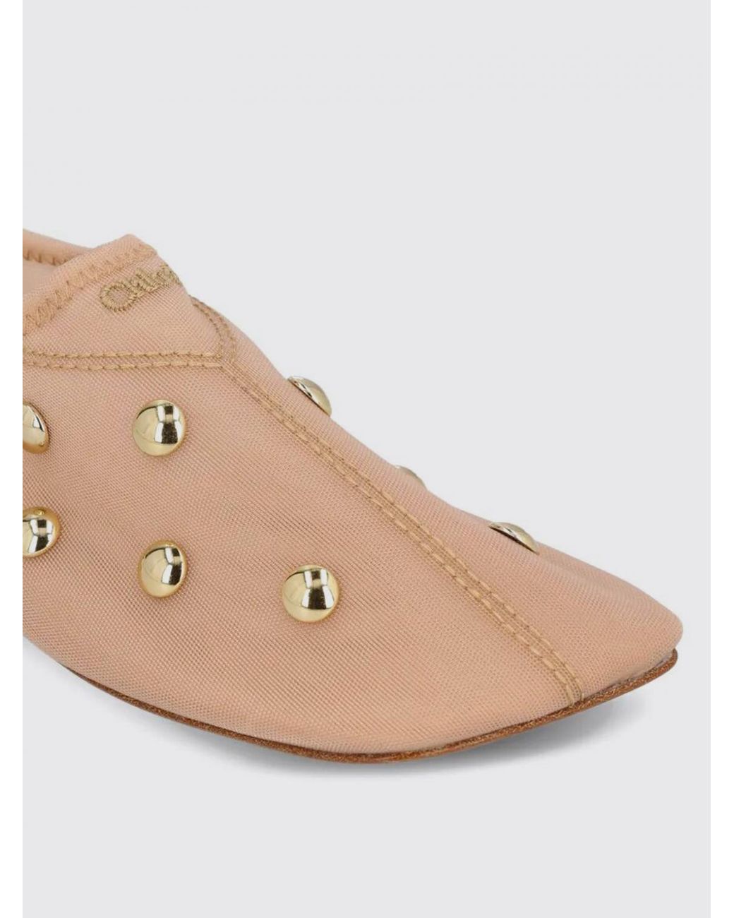 Chloé Natural ChloÉ Rita Canvas Ballerinas With Studs
