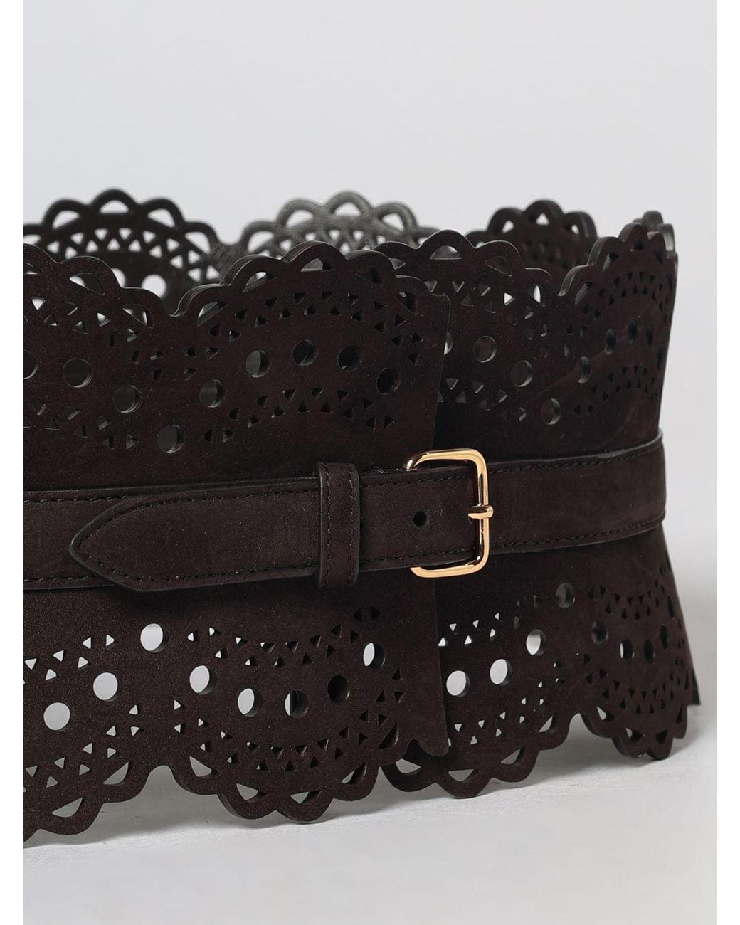 Alaïa Black Perforated Nubuck Leather Bustier Belt