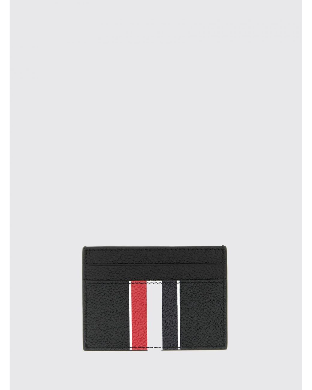 Thom Browne Black Grained Leather Card Holder for men