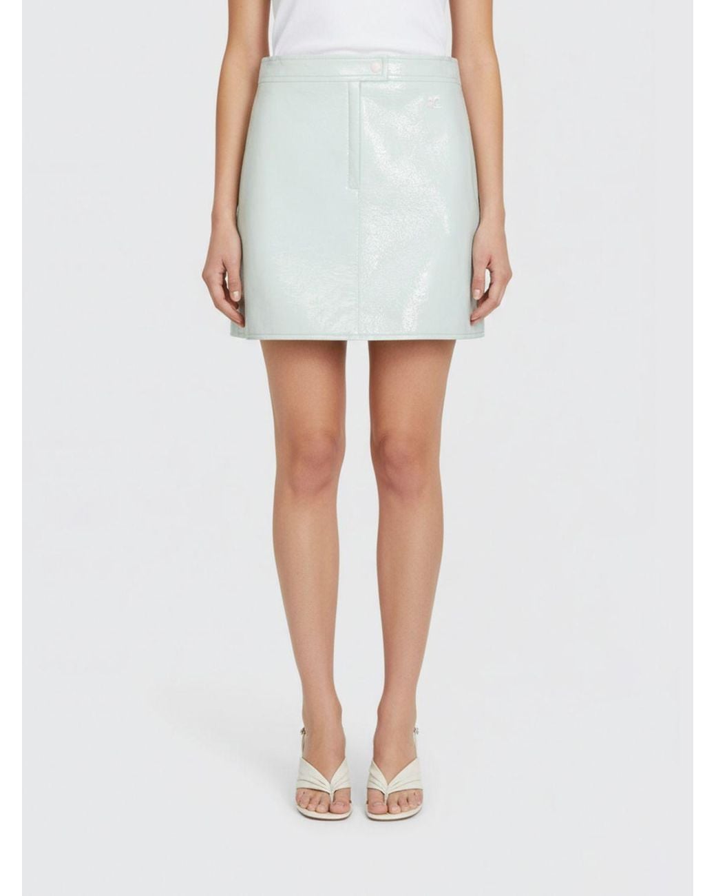 Courreges Blue CourrÈ Ges Coated Cotton Mini Skirt
