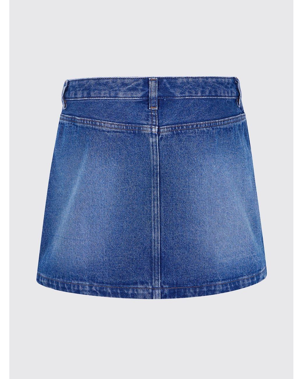A.P.C. Blue Denim Pencil Mini Skirt With Five-Pocket Design