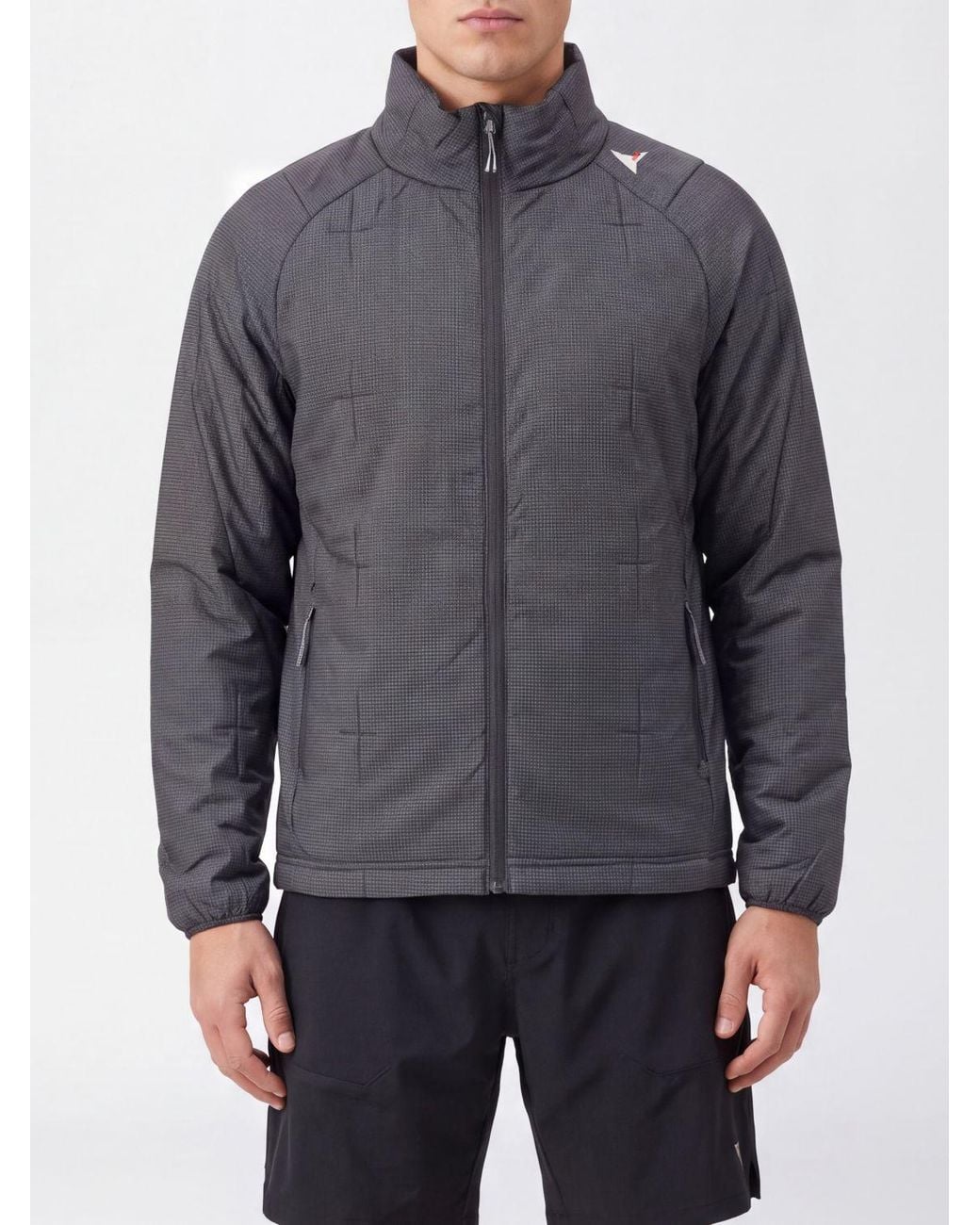 Roa Gray Lightweight Windproof Polyester Jacket With High Neck And Zip Closure for men