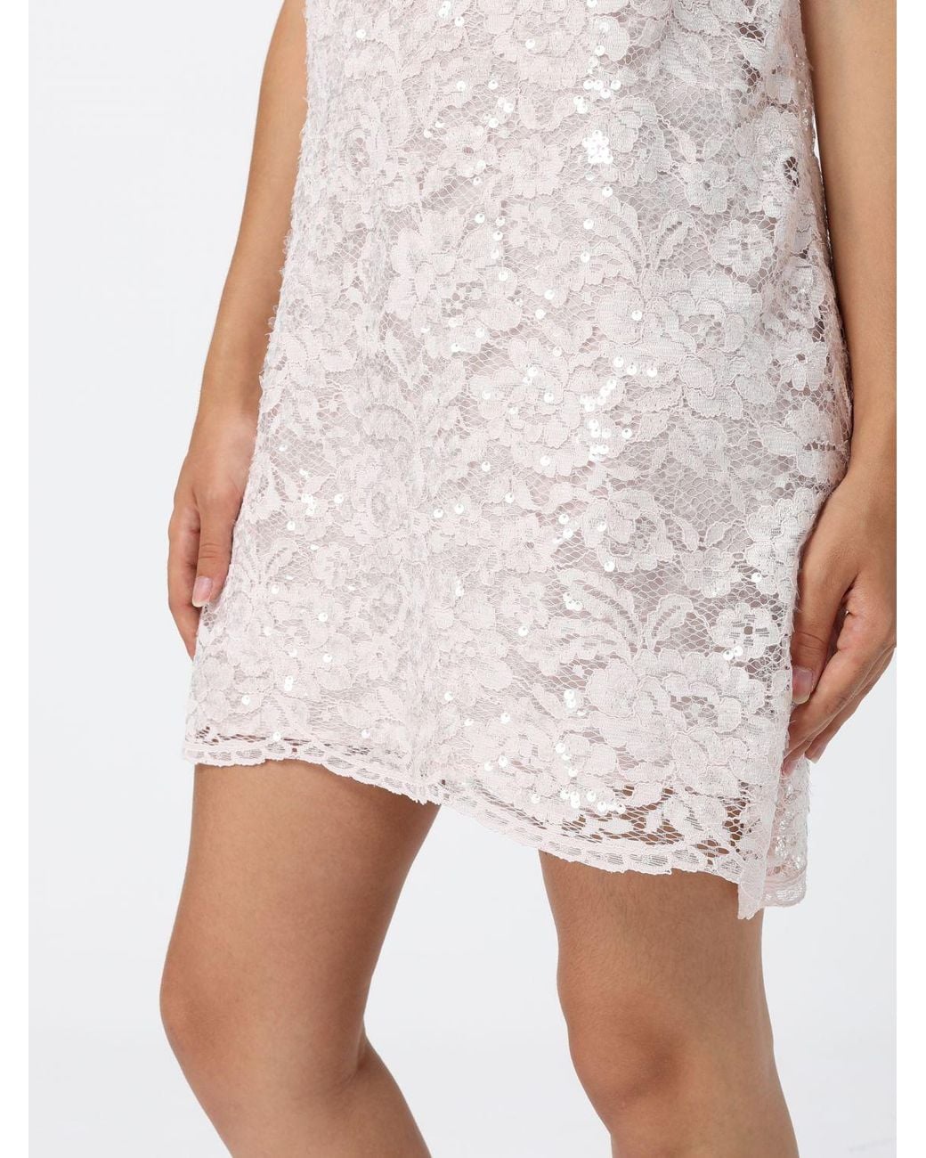 Twinset White Lace Mini Dress With Lace Inserts