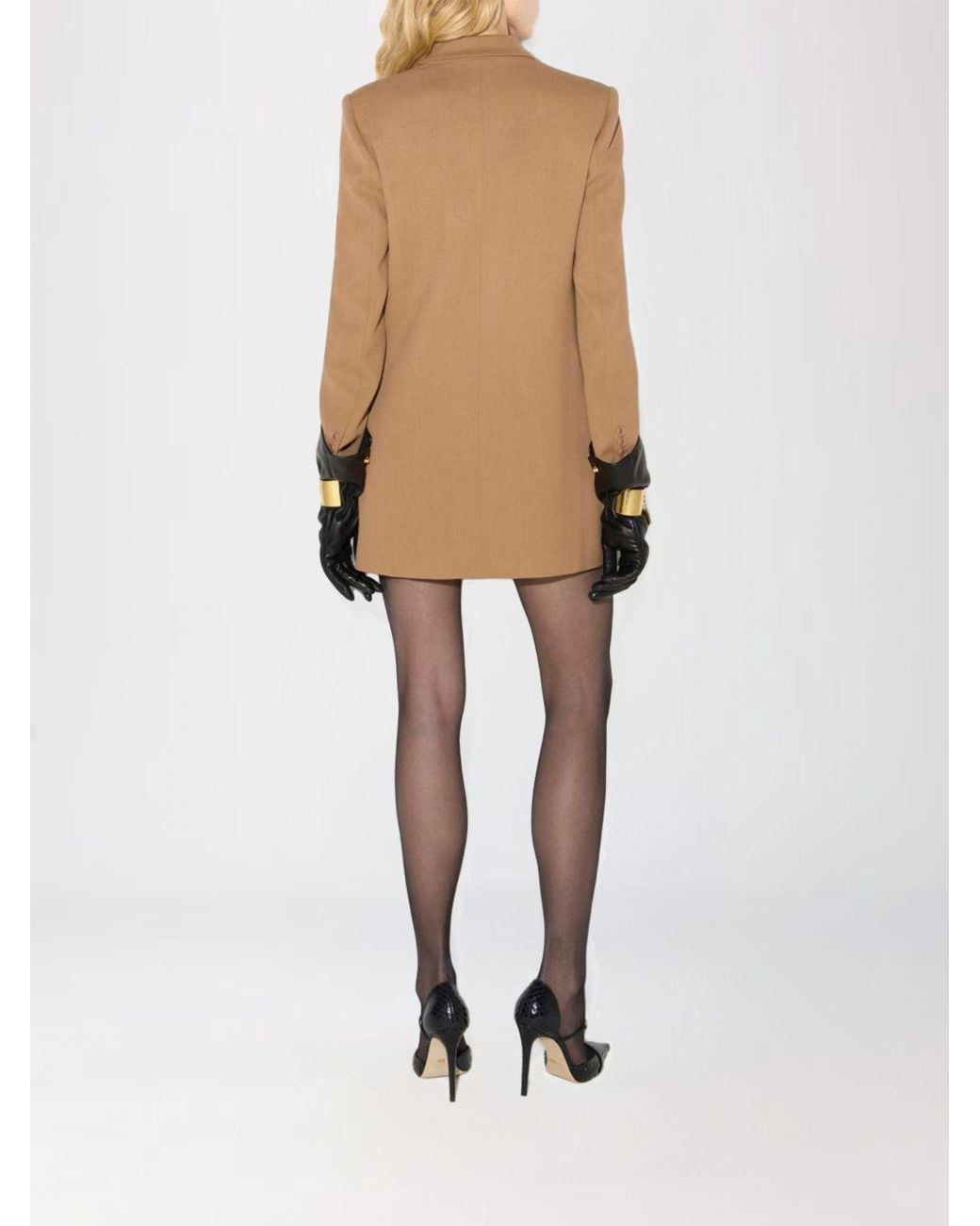 Elisabetta Franchi Natural Double-Breasted Slim Fit Mini Blazer Dress