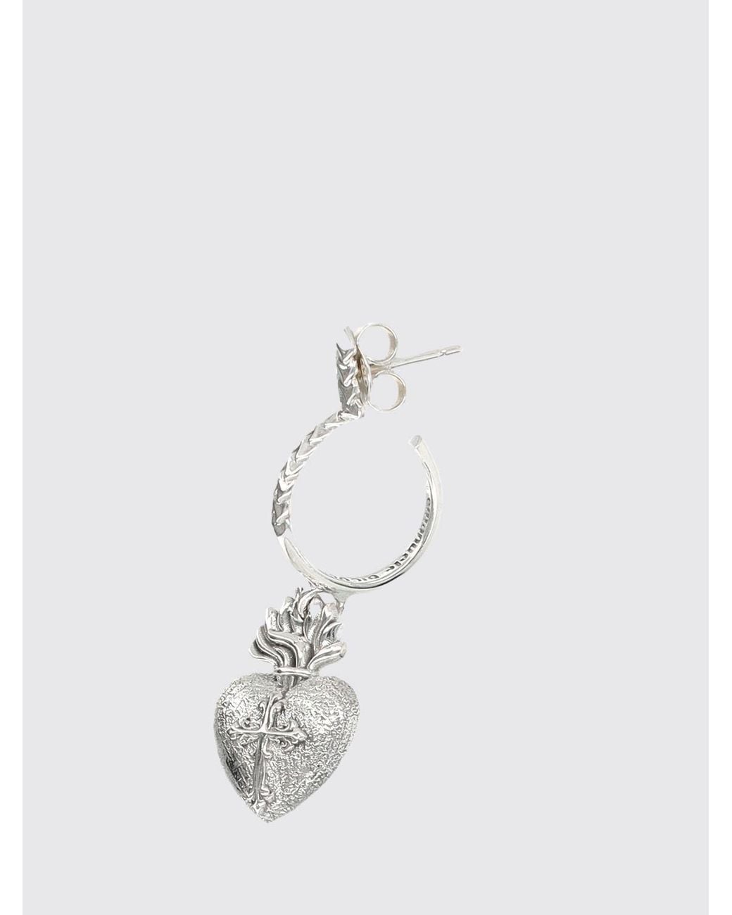 Emanuele Bicocchi White Sterling Rigid Half Hoop Earrings With Hearts