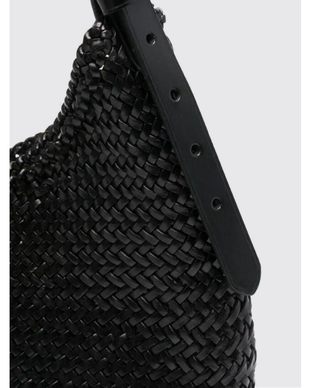 Dragon Diffusion Black Mezza Luna Woven Leather Bag