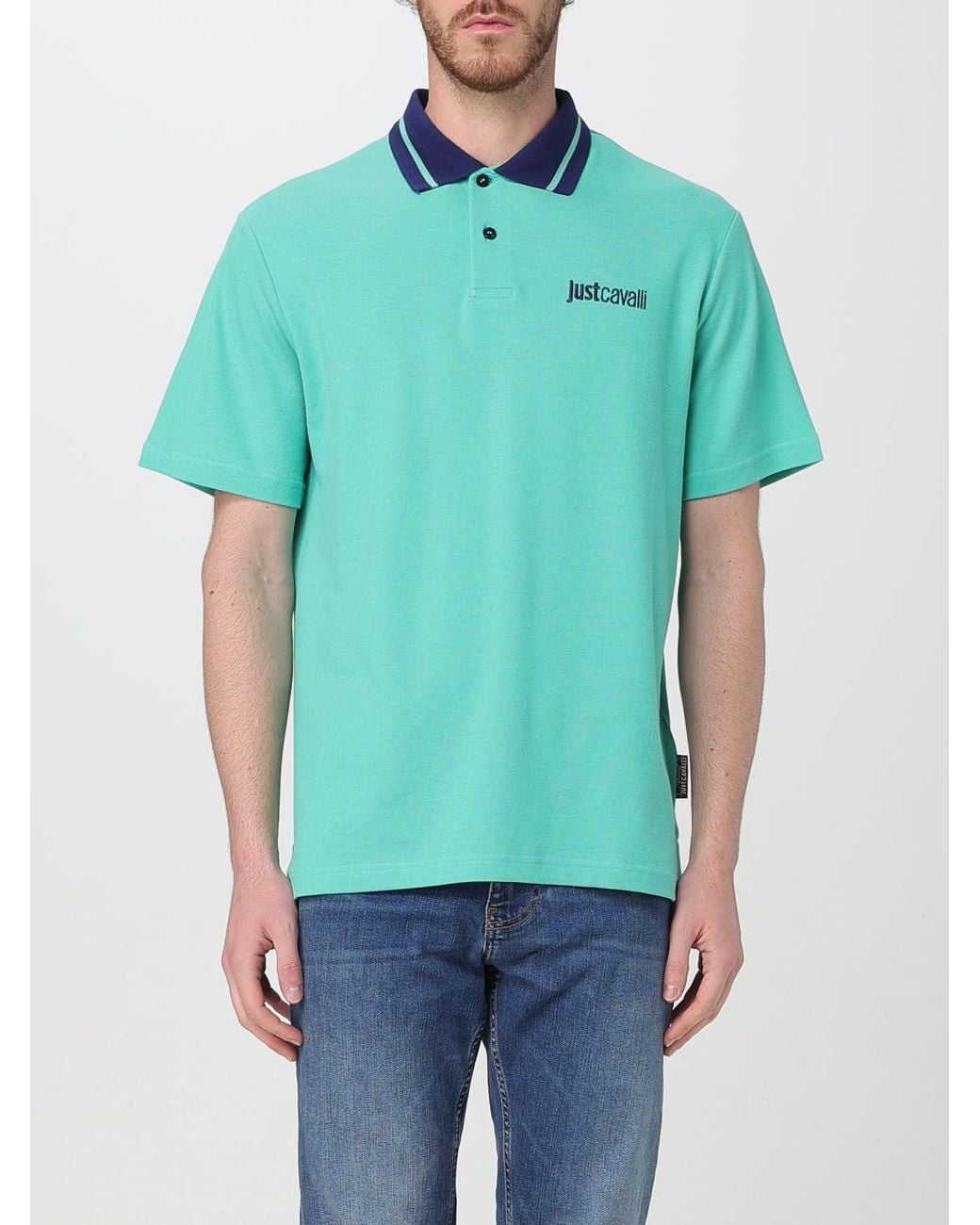 Just Cavalli Green Short Sleeve Polo Shirt for men