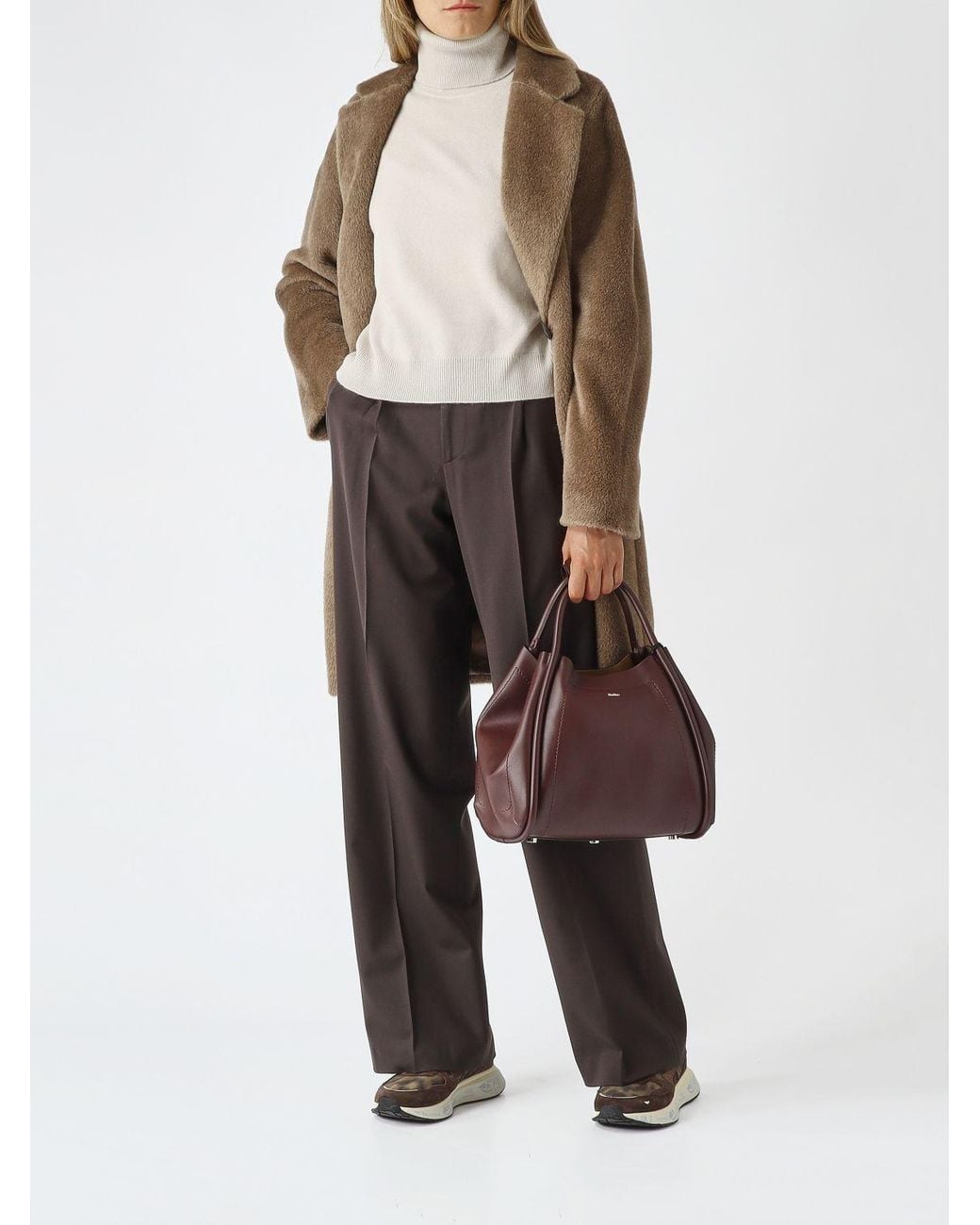 Max Mara White Relaxed Fit Wool And Cashmere Roll Neck Jumper With Dropped Shoulders