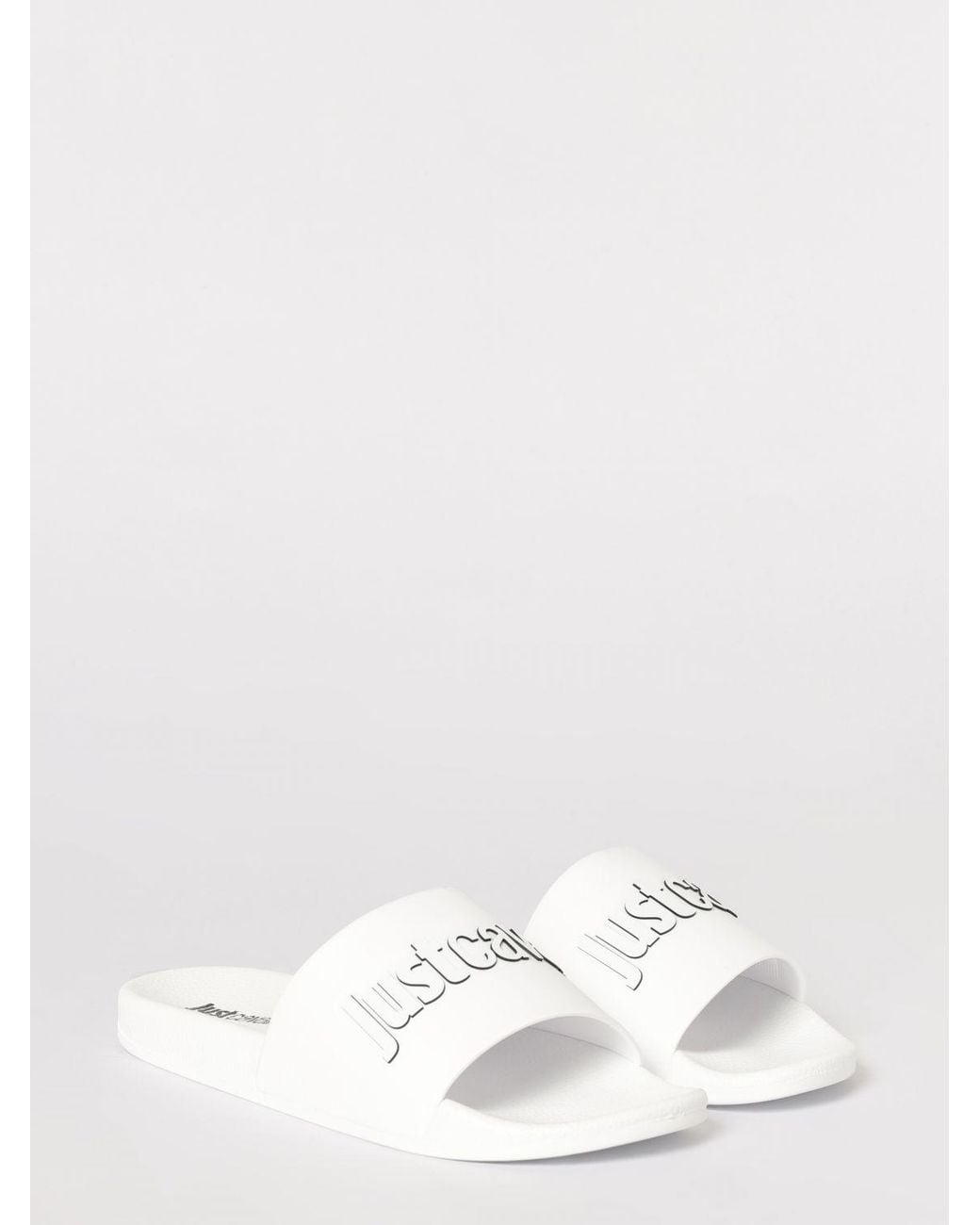 Just Cavalli White Rubber Sliders With Printed Logo