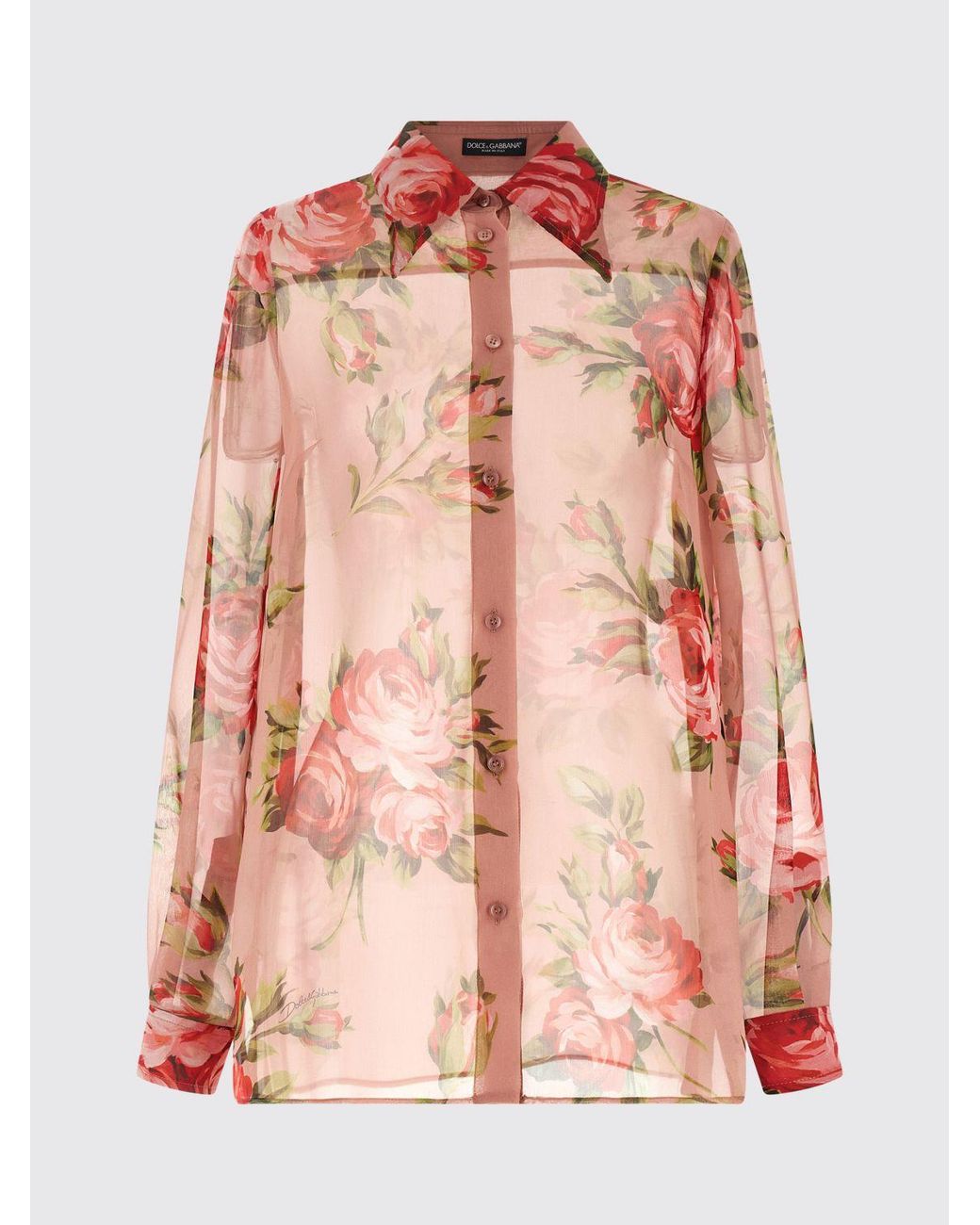 Dolce & Gabbana Red Dolce &Amp Gabbana Silk Shirt With Floral Print