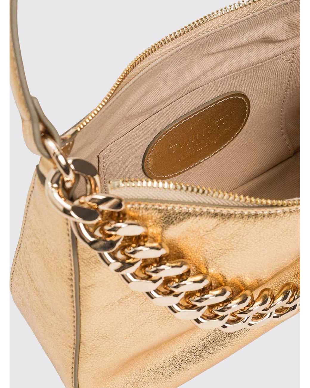 Twinset Natural Liliane Medium Laminated Leather Bag