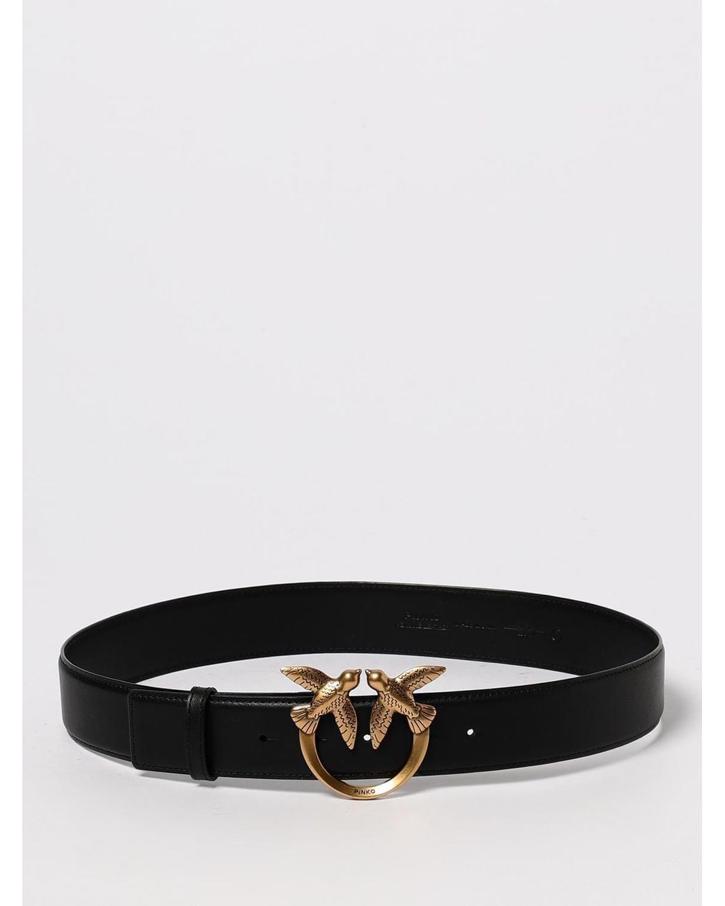 Pinko White Love Berry Leather Belt