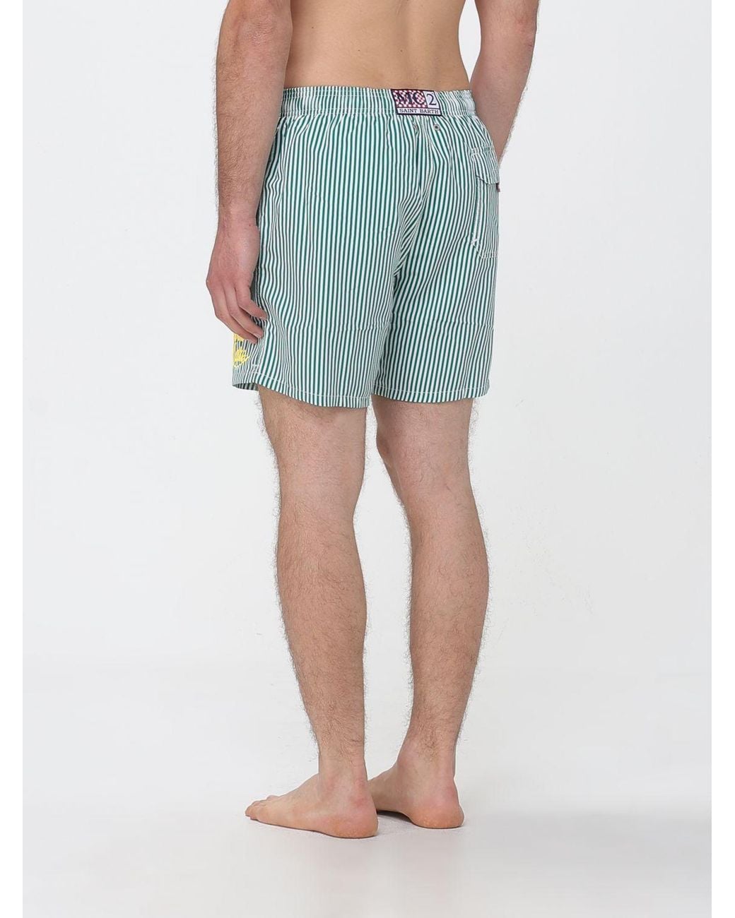 Mc2 Saint Barth Blue Striped Swimsuit With Logo for men