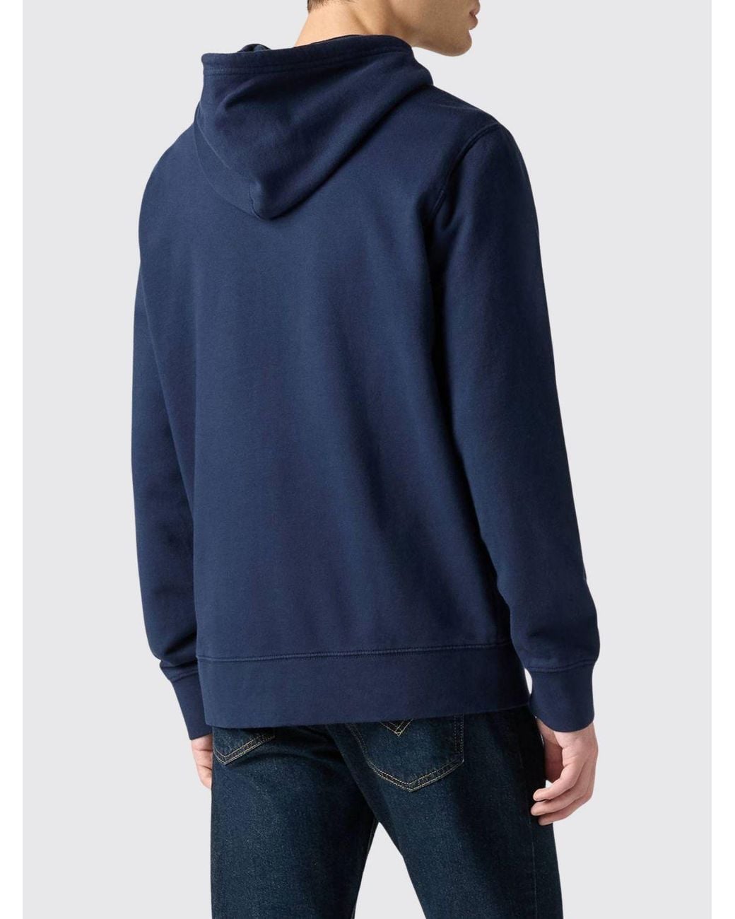 Levi's Blue Cotton Zip-Up Hoodie With Contrast Logo for men