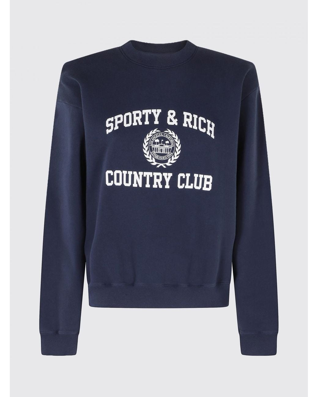 Sporty & Rich Blue Sporty &Amp Rich College Logo-Print Cotton Crewneck Jumper