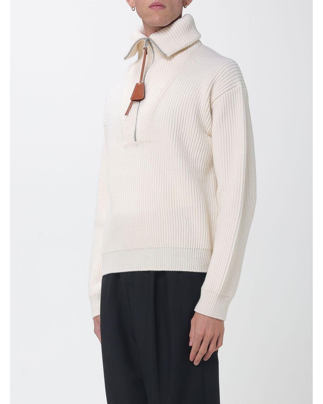 Céline White Wool And Cashmere Half-Zip Jumper With Sailor Collar for men