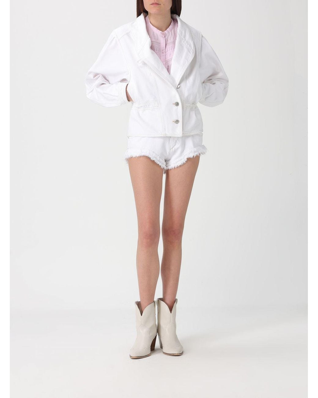 Isabel Marant White Cotton Denim Shorts