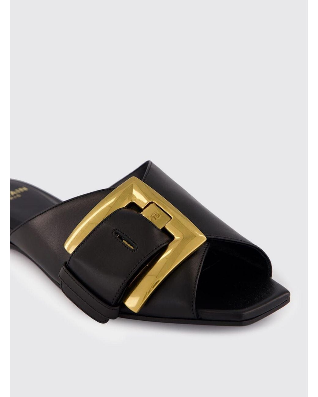 Balmain Black Anthem Leather Mules